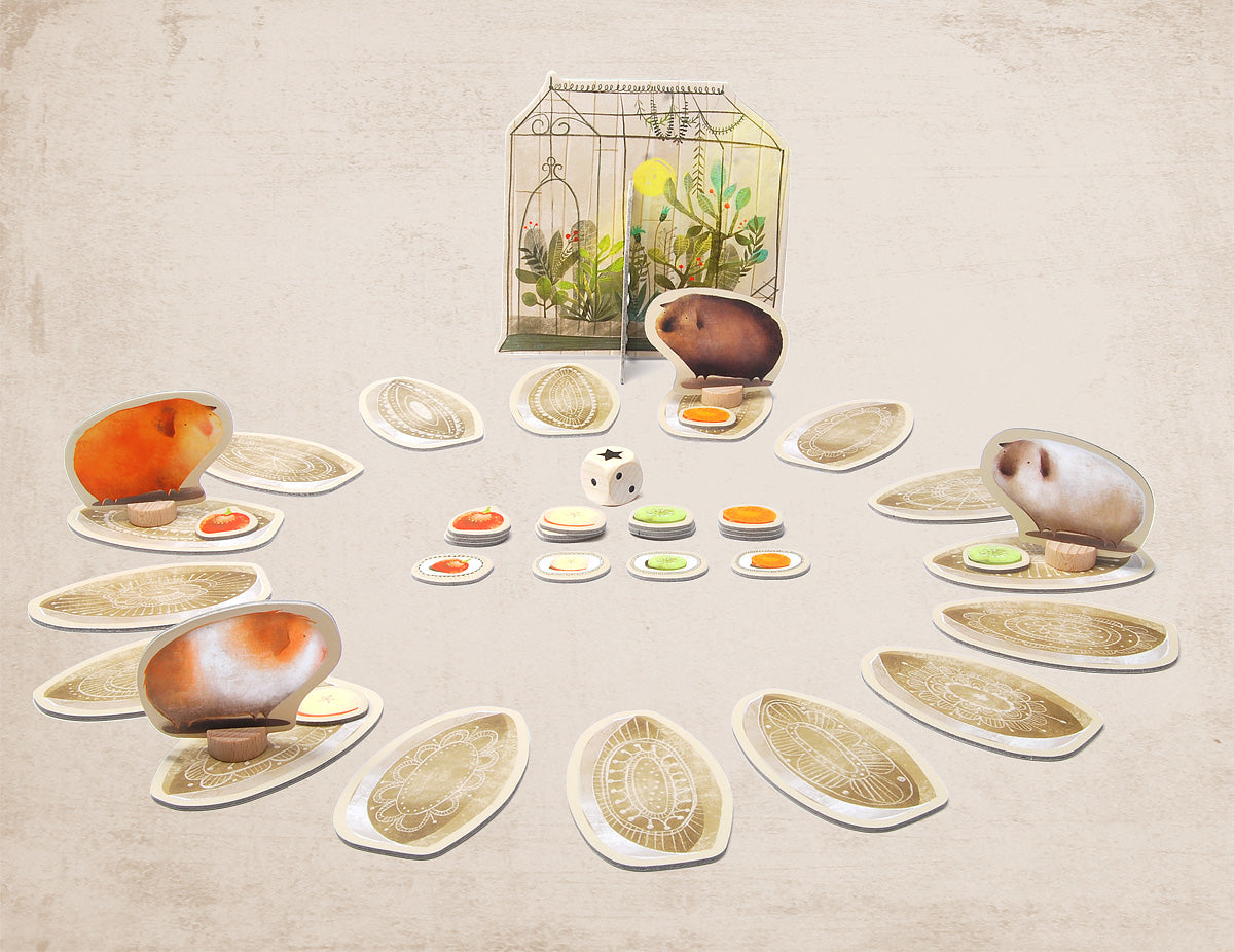 Piggily board game for toddlers with tokens, dice and guinea pigs!